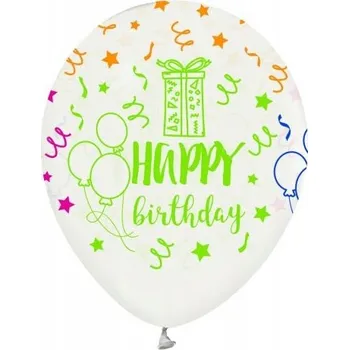 Balónek Balónky Happy Birthday, 12 palců, 5 ks Narozeniny