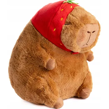 plyšák VELKÁ KAPYBARA RICK PLYŠOVÁ HRAČKA MEDVÍDEK PLYŠÁK PLYŠOVÝ MAZLÍČEK PŘÍTULNÍČEK S JAHODOU - 23 cm