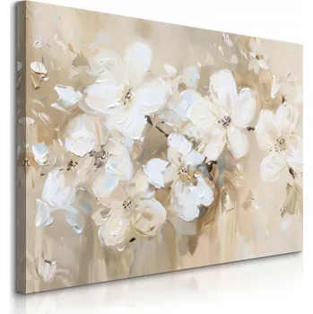 Obraz Obraz Na Plátně do obývacího pokoje Bílé květy Vintage styl Malířství 90x60