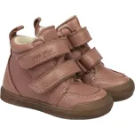 POM POM Flexibilní kotníkové kožené barefoot boty s vlněnou podšívkou pro první krůčky Sneaker™ Wool Booty - Dark Rose Velikost: 28