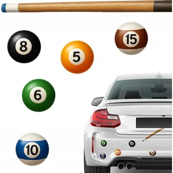 Samolepicí dekorace na vozidlo NÁLEPKA na auto | BILIÁR Kulečníkové Koule Tága SNOOKER Sada 6 ks