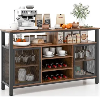 Knihovna Kredenc Costway, odstíny hnědé, 40 x 140 x 82,5 cm