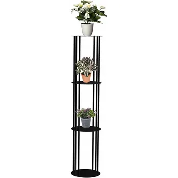 Stojan na květiny Držák Na Květináč Stojící kulatý vysoký LOFT podstavec pod květiny černý STOJAN