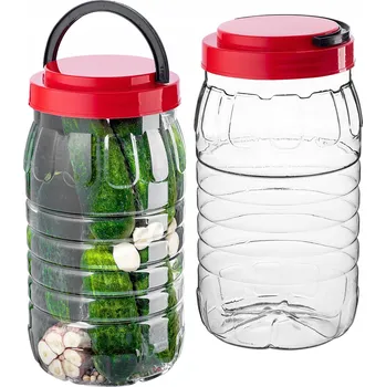 Sklenice ZAVAŘOVACÍ SKLENICE PLASTOVÁ NÁDOBA PET 3L SKLENICE NA POTRAVINY, PRODUKTY, SKLENICE S ATESTEM 2 ks