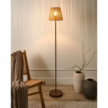 Stojací lampa Stojací lampa hnědá stínidlo z papírové šňůry kovová železná základna matný povrch moderní boho styl obývací pokoj ložnice Beliani