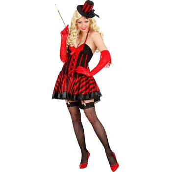 Karnevalový kostým Dámský kostým Burlesque Girl (šaty s podvazky, mini cylindr) - M