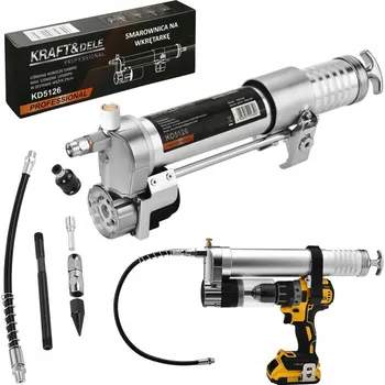 Maznice – Tlaková pistole na mazání na šroubovák / Vrtačku s hadicí 1/4" Kraft&Dele