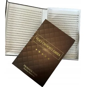 Umělé řasy TRSY ŘAS VĚJÍŘKY PŘIPRAVENÉ 1200ks 3D 0.10C HOLLYWOOD LASHES HNĚDÉ