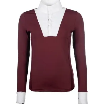 Vybavení pro jezdce Dámské závodní tričko HKM Virginia s dlouhým rukávem bordo (L)