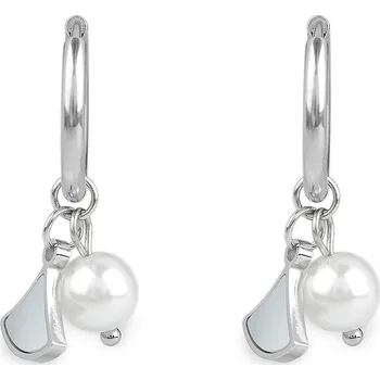 Náušnice Náušnice z nerezové oceli kroužky s perlou Varianta: 1 stříbrná, Balení: 1 pár