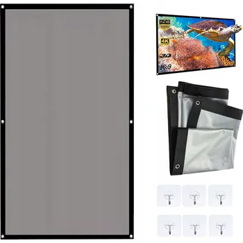 Projekční technika 16:9 84" PROJEKČNÍ PLÁTNO 4K HD DOMÁCÍ KINO SE 6 HÁČKY