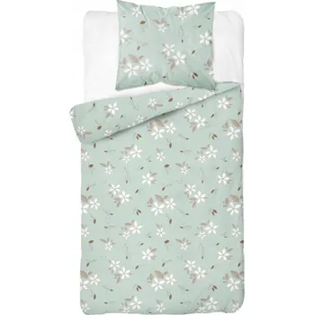 Povlečení Povlečení flanelová flanela 140x200 KVĚTY mátová HRUBÁ 160 g