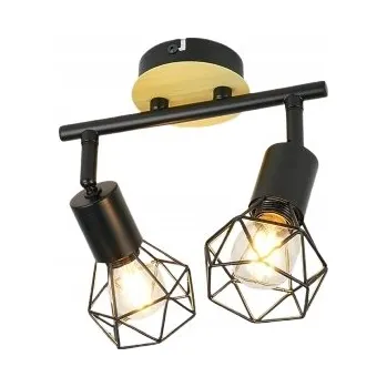 Dvojitý Černý Stropní/Nástěnný Reflektor ve Vintage Stylu E14