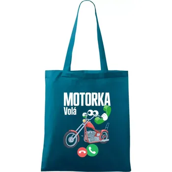 Karikatura motorka chopper volá - Taška bavlněná - 42 x 38 cm ( Petrolejová )