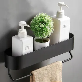 Drátěná police SPRCHOVÁ POLIČKA BEZ VRTÁNÍ matná černá + lepidlo