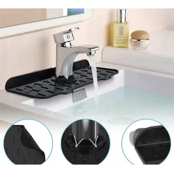 Odkapávač na nádobí SILIKONOVÁ PODLOŽKA POD DŘEZ ODKAPÁVAČ KUCHYŇSKÝ NA KOHOUTEK ČERNÁ