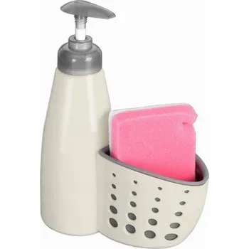 Mycí prostředek Dávkovač tekutiny na nádobí s nádobkou na houbičku béžový 370 ml