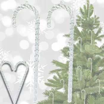 Vánoční ozdoba OZDOBA NA VÁNOČNÍ STROMEK AKRYLOVÁ PRŮHLEDNÁ Rampouch Svíčka Hůlka 24H