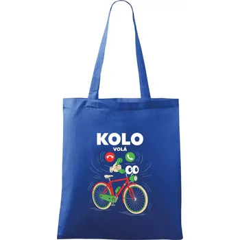 Nákupní taška Karikatura kolo volá - Taška bavlněná - 42 x 38 cm ( Královská modrá )