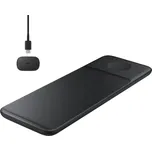 Samsung Trio EP-P6300TBEGEU 3v1 indukční nabíječka pro telefon / Galaxy Watch / Buds - černá + síťová nabíječka + kabel