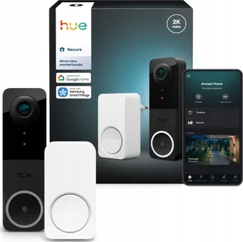 IP kamera Videozvonek s IP kamerou 2K WiFi Doorbell Chime Secure Philips HUE