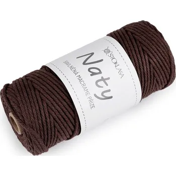 Příze Bavlněná pletací příze macrame Naty Ø3 mm rozčesávací - 18 hnědá