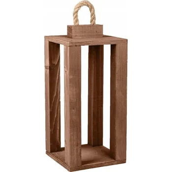 Obraz HNĚDÁ DŘEVĚNÁ LUCERNA LAMPION 14x14x30,5 cm