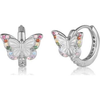 Náušnice Stříbrné náušnice kroužky motýlci se zirkony