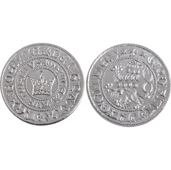 Mincovna Dukát Pražský groš Václava IV. (1378-1419), replika slavné české mince (cín,25,6 mm) 4 g
