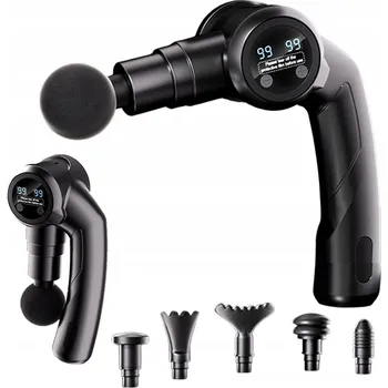 Masážní přístroj ELEKTRICKÝ MASÁŽNÍ PISTOLE 126W MASÁŽNÍ PŘÍSTROJ NA SVALY ZAD A TĚLA + 6 NÁSTAVCŮ