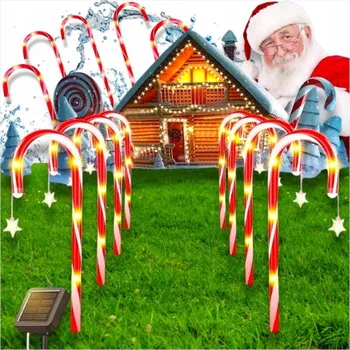 Vánoční dekorace Mikulášská Hůl Ozdoba Vánoční Světýlka LED SOLÁRNÍ 6 KUSŮ