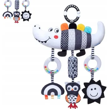 Dětská postýlka Mobilní dětská postýlka černo-bílá Montessori vozík Krokodýl