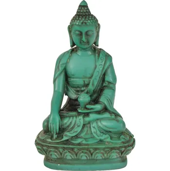 SANU BABU Buddha Šákjamuni, tyrkysový, pryskyřice, 9cm soška