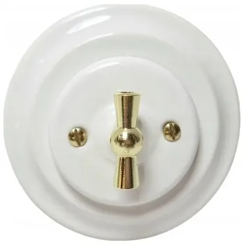 vypínač Keramický otočný vypínač světla ANTICA retro zlatý dvojitý bez rámečku