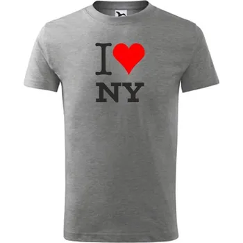 Chlapecké tričko Šedé dětské tričko I love NY - barva šedá - velikost 8let