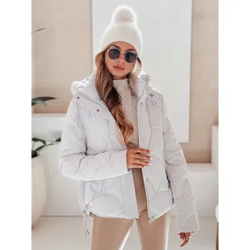 Smetanová dámská zimní prošívaná bunda LOVEWARM se stahovacími šňůrkami TY5042 Velikost: 2XL