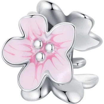 Přívěsek Stříbrný přívěsek korálek na náramek s kytičkami