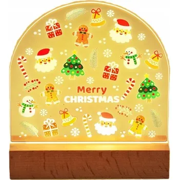 Stojací lampa Noční lampa LED s dřevěnou základnou USB Vánoční