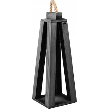 Obraz ČERNÁ DŘEVĚNÁ LUCERNA LAMPION 14x14x37,5 cm