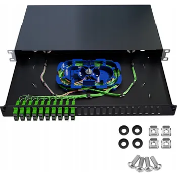Rozvaděč Optická rozvodná skříň Šuplík RACK 19" 1U 24xSC Duplex Černá