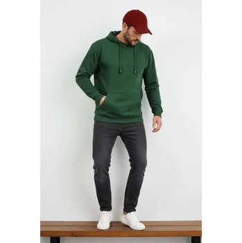 Pánská mikina COTTON Mikina BORNEO MAN s kapucí, různé barvy Velikost L zelená