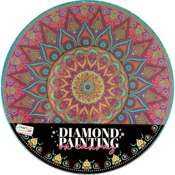 Diamantové malování SMT Creatoys Kreativní sada diamantové malování mandala - květina zelená na kulatém plátně 30cm