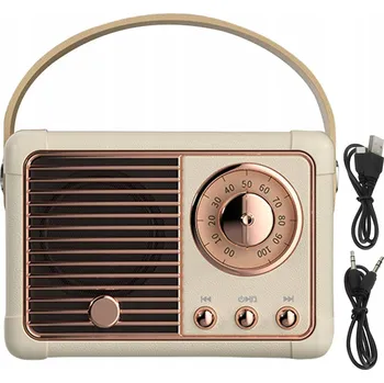 Bluetooth reproduktor BEZDRÁTOVÝ REPRODUKTOR RÁDIO BT VINTAGE RETRO STYL 400MAH 5V 3W BÉŽOVÝ