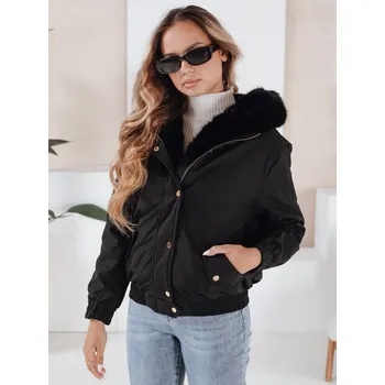 Černá dámská zimní krátká bunda VESSADA s kožíškem TY5059 Velikost: 2XL