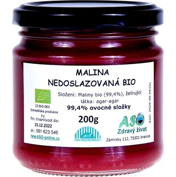 Cukrovinka ASO - Zdravý život Malina nedoslazovaná bio Hmotnost: 400g