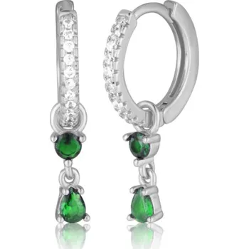 Náušnice Stříbrné náušnice kroužky se zelenými zirkony