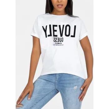 Dámské tričko Dámské bílé triko Guess - Velikost L, Barva Bílá M56447 W01I95