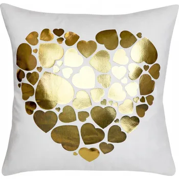 Polštář DEKORAČNÍ POVLEČENÍ NA POLŠTÁŘ 40x40 CM VELVET ZLATÁ SRDÍČKA