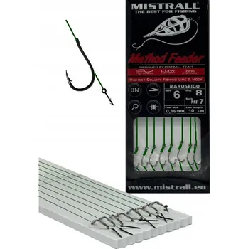 Rybářský háček Háček Mistrall 6 s otřepem, pletený návazec, 8 ks