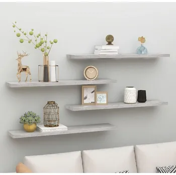 Nábytek vidaXL Plovoucí nástěnné police 4 ks betonově šedé 120x23,5x3,8 cm MDF